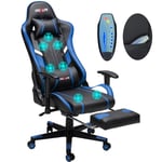 GC-RC03 Gaming Stol Massage Ergonomisk hög rygg Design Lumbar Relax Ny anpassad PU Massage Dator Kontorsstolar, Färg: Svart + Blå