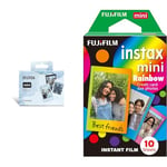 instax Limited edition 3 pack Classic mini film bundle, Black & Blue Marble frames, plus Monochrome & mini insant film, Rainbow border, 10 shot pack, suitable for all cameras and printers