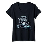 Womens Black Cat Popcorn Animal Gaming Controller Headset Gamer V-Neck T-Shirt