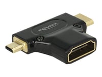 Delock Adapter High Speed Hdmi With Ethernet - Hdmi-A Female > Hdmi Mini-C Male + Micro-D Male - Hdmi-Adapter - 19 Pin Mini Hdmi Type C, 19 Pin Micro Hdmi Type D Hane Till Hdmi Hona - Svart