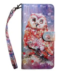 Samsung Galaxy A12 / M12 Case Leather Wallet Book Flip Folio Stand View Cover compatible for Samsung A12 / M12 Phone Case with Magnetic Stand Card Holder Money Pouch Folio Soft TPU Bumper, Owl