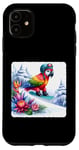 Coque pour iPhone 11 Parrot Snowboards Casque de snowboard Motif fleurs glacées