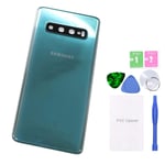 MovTEK Back Glass Replacement Rear Battery Cover Genuine for Samsung Galaxy S10 G973F with Camera Lens Repair Kit (Prism Green)