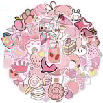 50 st Pink Söta Klistermärken Pack, Vattentäta Självhäftande Vinylklistermärken Dekaler Skrapböcker Journalföring Flickor Tonåringar (Olika Mönster)