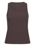 Linear Heritage Rib Knit Racer Tank Sport T-shirts & Tops Sleeveless Brown New Balance