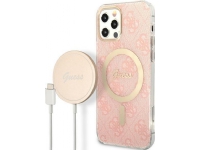 Guess set case + charger for iPhone 12 / 12 Pro 6,1&amp amp quot GUBPP12MH4EACSP pink hard case 4G Print MagSafe