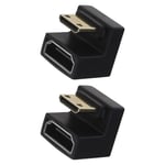 2x Mini HDMI Male to HDMI Female Extension Adapter Down Angle for Cameras