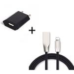 Pack Chargeur Lightning pour IPHONE 11 Pro Max (Cable Fast Charge + Prise Secteur Couleur USB) APPLE IOS - NOIR