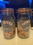 2x Kilner Round Clip Top Glass Jar 1.5L Preserving Jar for Airtight Food Storage