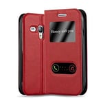 cadorabo Coque pour Samsung Galaxy S3 Mini en Rouge Safran - Housse Protection avec Stand Horizontal et Deux Fenêtres - Portefeuille Etui Poche Folio Case Cover