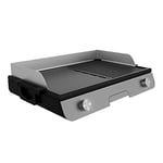 Cecotec PerfectRoast 3000 Barbecue électrique en inox 3 000 W, surface de cuisson mixte, revêtement anti-adhésif Rockstone, thermostat réglable, bac ramasse-graisses 03182