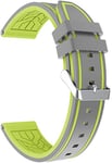 Simpleas Watch Strap compatible with TicWatch Pro/Pro 4G LTE / S2 / E2, Soft Silicone Sport Replacement Bands (22mm, Gray and Lime)