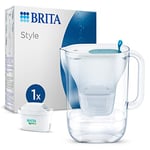 BRITA Style Water Filter Jug Blue (2.4L) incl. 1x MAXTRA PRO All-in-1 cartridge - fridge-fitting design jug with smart LED-LTI and Flip-Lid - now in sustainable Smart Box packaging
