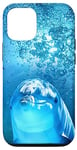 Coque pour iPhone 12/12 Pro Mignon dauphin océan mer bleu sarcelle turquoise bulles d'eau