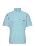 Navy Striped Seersucker Short Sleeve Popover Shirt Designers Shirts Short-sleeved Green Eton