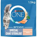 PURINA ONE Bifensis Chat Stérilisé | Croquettes à la Truite pour Chats Adultes | Sac de 1,5kg | Lot de 6