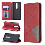 Phone case Rhombus Texture Horizontal Flip Magnetic Leather Case with Holder & Card Slots & Wallet For Nokia 4.2(Grey) phone cover protective film (Color : Red)
