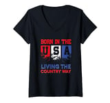 Cool Born In The USA Living The Country Way American Pride V-Neck T-Shirt