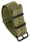 Tiera grönt NATO-armband - Svart PVD spänne och ringar 24 mm