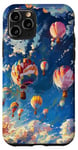 Coque pour iPhone 11 Pro Ballons à air chaud de style impressionniste planant à travers les nuages