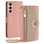 SKALO Samsung A05s 4G Litchi Makeup Mirror Plånbok/handväska - Rosa Rosa