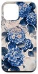 iPhone 12 mini Navy Blue Hydrangea Heads Floral Hydrangea Case