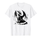 cool fierce black Asian dragon mythical animal clip art T-Shirt
