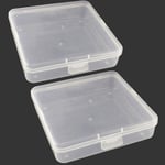 Qualsen 2 Pack Plastic Storage Craft Boxes with Lids Clear Small Case Containers for Small Items, Beads, Cards, Photos, Accessories, 13.2 x 13.2 x 3.3 cm