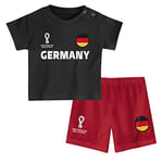 FIFA Unisex Kids Official Fifa World Cup 2022 & - Germany Away Country Tee Shorts Set, Black/Red, Medium Age 3 UK