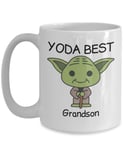 Novelty Gift Mug for Star Wars Fans - Yoda Best Grandson - Co-Workers Birthday Present, Anniversary, Valentines, Special Occasion, Dads, Moms, Family, Christmas - Funny Coffee Mug