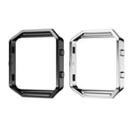 Hemobllo Frame Compatible with Fitbit Blaze- Replacement Stainless Steel Watch Frame Case Bumper Cover Watch Shell Smart Watch Accessory (Black+ Silver)