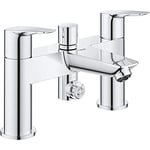 GROHE Start Edge – Two Handled Bath/Shower Mixer Tap (Deck Mounted, Metal Lever, Automatic Diverter Lockable: Bath/Shower, Integrated Non-Return Valve, Low Pressure Min. 0.5 Bar), Chrome, 25236001