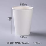 Paper Cup Disposable Cup100Pcs/Pack White Paper Cups with Lid Disposable Coffee Cup Milk Tea Cup Household Office Drinking Accessories Party Supplies-245Ml_No_Lid_100Pcs