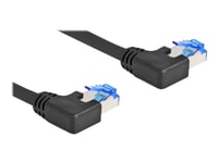 Delock - Patch-Kabel - Rj-45 (Hane) Vänstervinklad Till Rj-45 (Hane) Vänstervinklad - 1 M - 6 Mm - S/Ftp - Cat 6A - Startad, Halogenfri - Svart