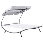 Garden Double Hammock Sun Lounger Day Bed Canopy 2 Pillows with Stand