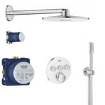 GROHE Grohtherm Round SmartControl Thermostatic Shower Wall Mounted Installation Set, Moon White