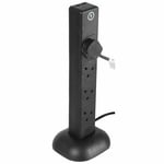 Surge Protected Power Tower 8 Way Gang 2m Mains Extension Lead 2x USB Ports