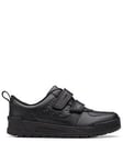 Clarks Kid Palmer Steggy Strap School Shoe - Black, Black Leather, Size 7 Younger