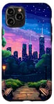 iPhone 11 Pro New York Evening Stars Retro 80s Pixel Art Case