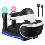 LIDIWEE 4-in-1 PSVR Charging Display Stand with PlayStation VR Headset Holder, 2 PS Move Docking Station for PlayStation 4 PS VR II CUH-ZVR2 Processor Unit 2th Gen (PSVR & PS Move NOT included)