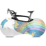 L.BAN Sweet-Heart Bicycle Wheel Cover, Durable Scratch-Proof Protect Gear Tire Bike Cover - Hand Drawn Colorful Unicorn and Rainbow