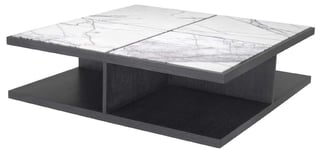 Casa Padrino coffee table white/purple/gray 120 x 120 x H. 35 cm - Modern solid wood living room table with marble tops Quality