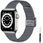 Ouwegaga Compatible With Apple Watch Strap 38mm 40mm 41mm 42mm 44mm 45mm, Stainless Steel Metal Straps Compatible with iWatch Strap Series 7 6 5 4 3 2 1 SE, 38mm/40mm/41mm Grey