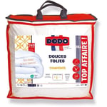 DODO Couette tempérée 300gr/m - 220x240 cm - Douces Folies - 100% polyester VOLUPT AIR fibre creuse siliconée - 2 personnes - Blanc
