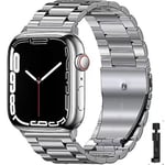 Metallrem för Apple Watch Ultra 49 mm 8 7 45 mm 41 mm Smart Watch Armband i rostfritt stål för Iwatch 6 5 4 3 Se 44 mm 42 mm 40 mm Silver and tool For 42mm or 44mm