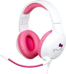 Konix Hello Kitty Casque gaming filaire PC, PS4, PS5, Switch, Xbox One et Series X|S - Microphone - Câble 1,5 m - Prise Jack 3,5 mm - Blanc et rose