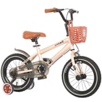 LYN Kids Bike, Kids Bike For 3-9 Years Girls & Boys,Childrens Bicycle With Training Wheels & Hand Brakes, 95% Assembled (Color : Gold, Size : 16inch)