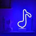 BuyWin Novelty Music Note Neon Light Sign Battery&USB Powered LED Neon Table Lamps Blue Note Shaped Neon Night Light Decor for Kids Children Bedroom Birthday Party(Note)