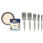 Dulux Matt Emulsion Paint For Walls And Ceilings - Magnolia 2.5 Litres and Harris Essentials Walls & Ceilings Paint Brush Set | Pack of 5 | 0.5", 1", 1.5", 2"