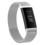 Magnetisk Fitbit Charge 3 bånd - Sølvfarget